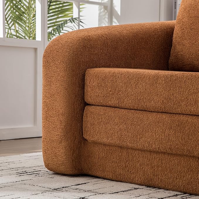 71" Foldable Sofa Bed, Chenille Loveseat with Armrest and Backrest Pillows, Convertible Boneless Couch, Modern Floor Couches for Living Room, Guestroom and Apartment