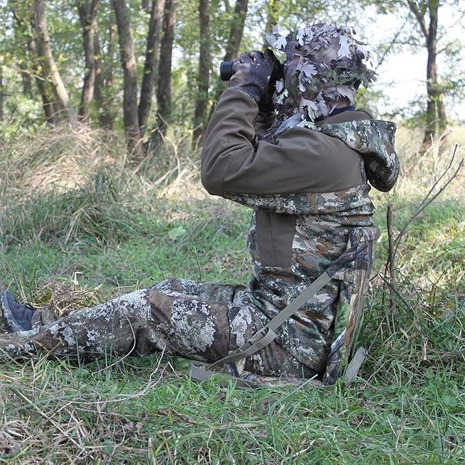 AUSCAMOTEK Camouflage Hunting and Stadium Seat Cushion with Backrest - 5cm Thick, Water-Resistant, Silent Material for Turkey Hunting Fishing Camping and Outdoor Activities