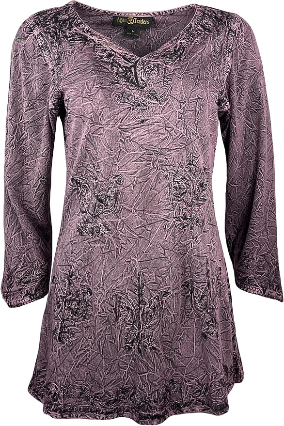 Agan Traders 2025 Winter Long Sleeve Diamond Neck Embroidered Tops - Medieval Boho Vintage Tunic Kurta Blouses for Women