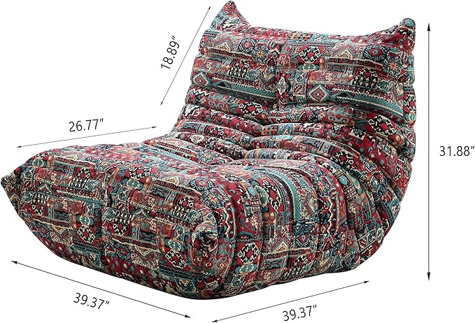 Bean Bag Chair - Corner Sofa, Fireside Chair Bean Bag Sofa Large Bean Bag Chair for Adults,Fireside Floor Couch for Living Room, Bedroom, Gaming & Office