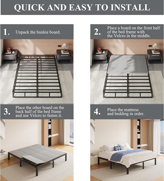Bedsnus Bunkie Board Queen, Queen Size Bunkie Boards(78"x56"), Heavy Duty Reinforced Bed Boards, 8mm Under Mattress Support Bunkieboard, Folding Spring Box, Low Profile Bed Support