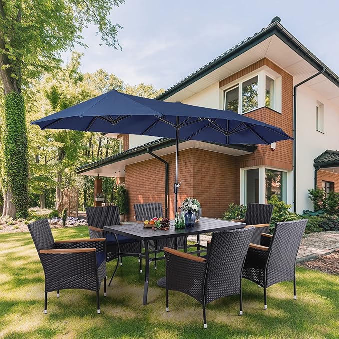 PHI VILLA Outdoor Rattan Dining Chairs Set of 6, Patio Wicker Dining Arnchairs with Removable Cushions for Backyard, Bistro, Garden, Porch