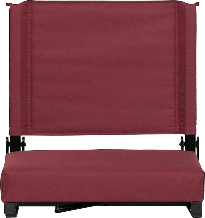 Flash Furniture Grandstand Portable Stadium Seats for Bleachers or Benches, Folding Padded Stadium Chairs with Handle, Pack of 2, 500 lb. Weight Capacity, Maroon
