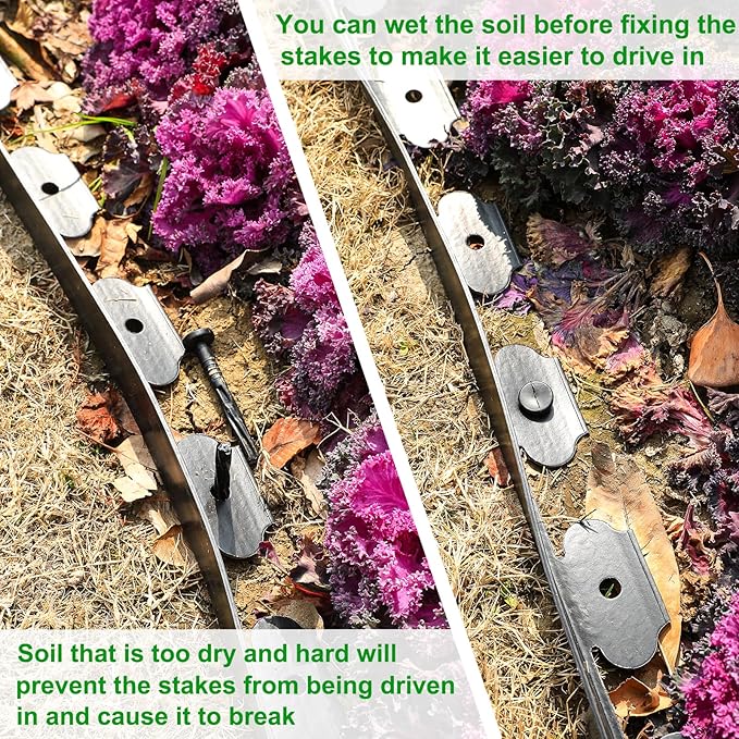 Hemikaki 1.5 Inch Garden Edging Border 100FT, Plastic Edging for Landscaping with 120pcs Spikes