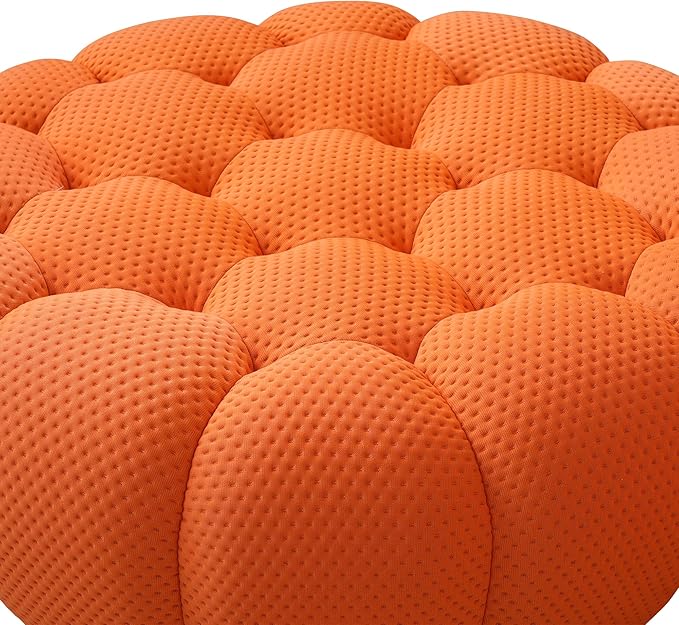 JACH 41.24'' Modern Lazy Floor Ottoman, Bubble Footstool, Upholstered Mesh Fabric Bubble Couch Sofa, 3D Honeycomb Shape Ottoman for Living Room, Office, Apartment, Small Space (Orange)