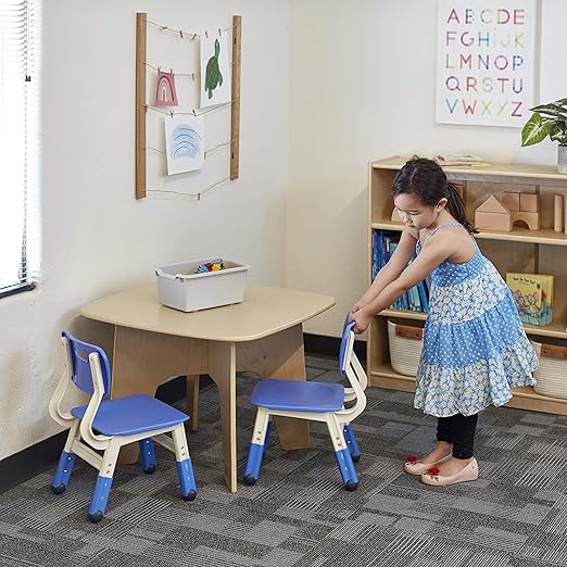 ECR4Kids Classroom Adjustable Chair, Flexible Seating, Blue, 2-Pack