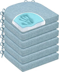 Chair Cushions for Dining Chairs, Non Slip Chair Pads with Ties and Covers, Memory Foam Kitchen Chair Cushions Set of 6, 16"X16"X2.5", Light Blue