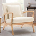 ELUCHANG Mid-Century Modern Accent Chair with Lumbar Pillow, Upholstered Armchair in Premium Linen Fabric, Comfy Reading & Lounge Chair for Living Room, Bedroom, Sunroom, Apartment
