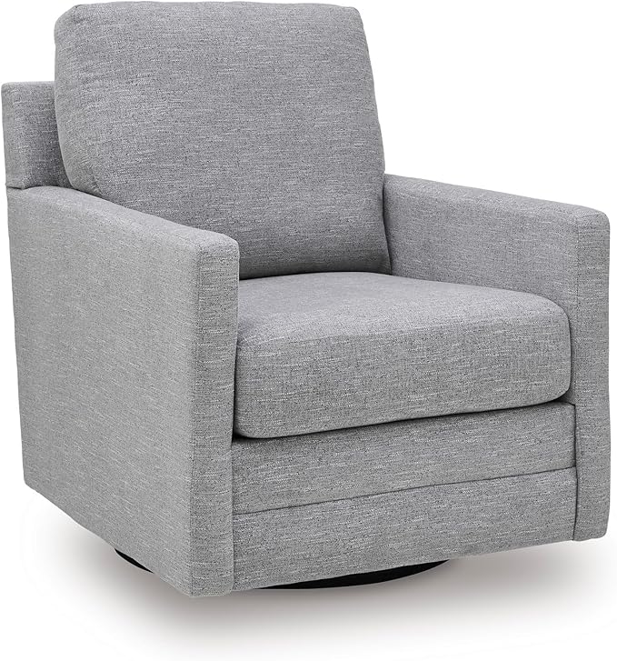 Signature Design by Ashley Freybourne Next-Gen Nuvella Casual Stain Resistant Swivel Accent Chair with Reversible Cushions, Light Gray