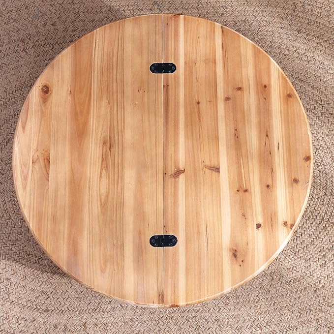 30.3" Round Wooden Coffee Table with Hidden Storage,Modern Rustic Centerpiece for Living Room,Natural Finish