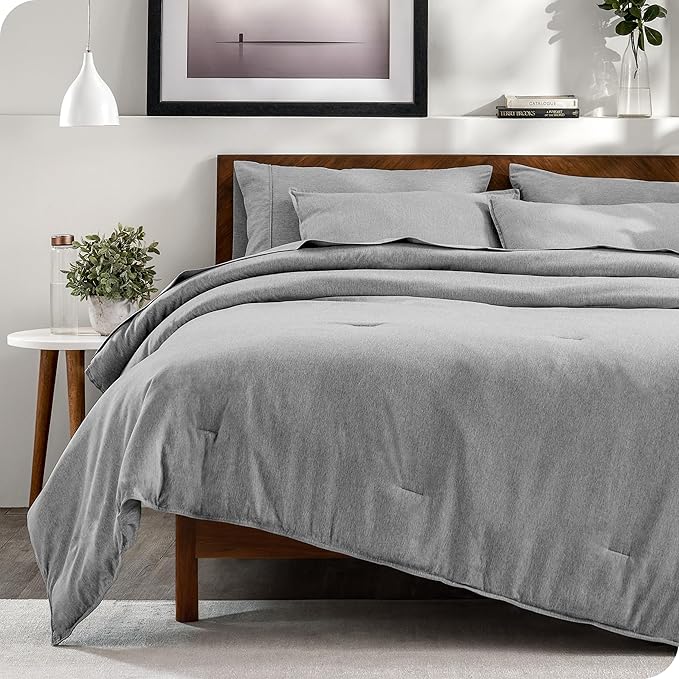 Bare Home Bed-in-A-Bag 5 Piece Comforter & Sheet Set - Twin XL - Goose Down Alternative - Ultra-Soft 1800 Premium Bedding Set - Cationic (Twin XL, Heathered Charcoal)