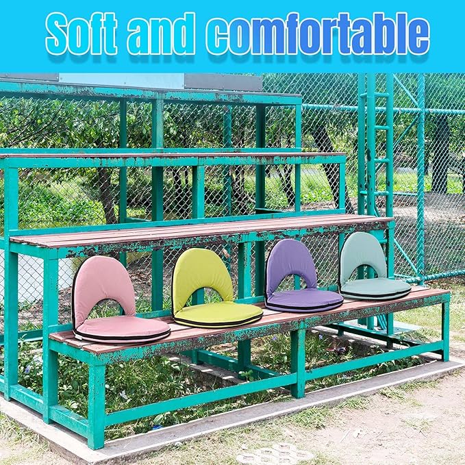 Maitys Stadium Seats for Bleachers with Back Support and Cushion Pad Folding Bleacher Seat with Backrest Wide Padded Elementary School Classroom Floor Chairs, 5 Reclining Positions