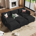 Apicizon 108" Cloud Couch Sectional, Modern Corduroy Cloud Sofa Set with Side Storage Pocket, Comfy Convertible Sleeper Couch with Chaise for Living Room, Apartment, Office, Black