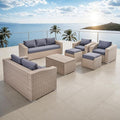 AMERLIFE 10-Piece Outdoor Patio Furniture Set, Wicker Outdoor Couch Conversation Set with Storage Coffee Table, 2 Ottomans, Patio Sectional Sofa for Backyard or Deck, Grey
