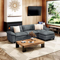 MIXPATIO 123-Inch L Shaped Sectional Sofa with Cloud Cushions, Deep Seat Modular Couch Set w/ 4 Seats & 1 Ottomans, Removable Arms, Plush Chenille Upholstery for Living Room, Apartment - Cyan