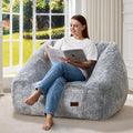 Hobestluk Bean Bag Chairs for Adults Giant Bean Bag Chair with Memory Foam Filling, Adult Beanbag for Bedroom, Living Room (Grey Two-Tone)