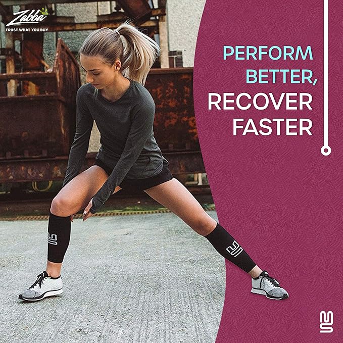 Modetro Sports Calf Compression Sleeves - Leg Sleeves for Men and Women - Shin Splint Relief Support Brace Running Flights
