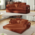 ZQRhome 79" 5-in-1 Convertible Sofa Bed, Modern Sleeper with Heavy Duty Frame, Plush Corduroy & 2 Pillows, No Assembly Couch for Entertainment & Lounge, Orange
