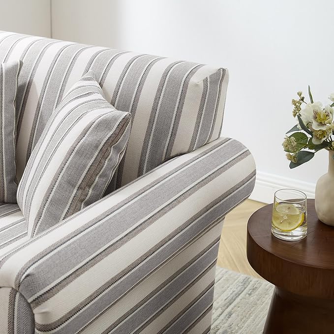 VANOMi 40" W Oversized Accent Chair, Oversized Reading Chair for Living Room, Comfy Reading Nook Chairs for Bedroom, Upholstered Large Chair Armchair Single Sofa for Small Space (Gray Stripe)