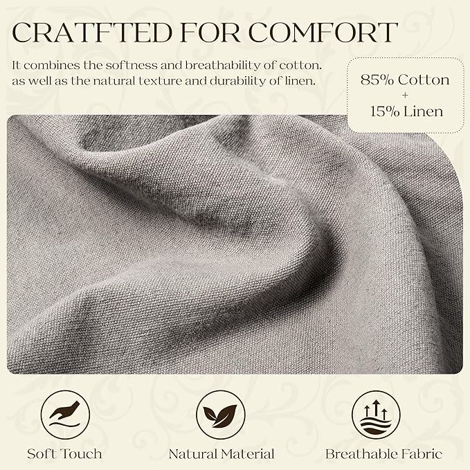 WOWMAX 80% Cotton & 20% Linen Blend Headboard Pillow – Queen Size Reading Wedge Backrest for Bed, Handmade Firm Support Bolster Cushion with Removable Cover, Premium Bed Rest Pillow, Black