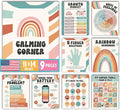 Hadley Designs 9 Calming Corner Posters For Classroom Must Haves For Teachers -11x14 Calm Down Corner Supplies, Feelings Chart For Kids Ages 4-8, Feelings Wheel Poster, Retro Classroom Decor