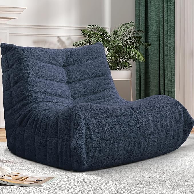 Bean Bag Chair Big Sofa Beanbag Chair for Adults Fireside Chair Bean Bag Lounger with Memory Foam Filled for Home,Apartment or Gaming Venue (Blue Teddy)