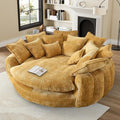 81" Oversized Bean Bag Chair Boneless Round Chaise Lounge Comfy Chenille Reading Chair Fluffy Plush Sofa Bed Large Deep Seat Circle Cloud Couch for Living Room, Bedroom, Apartment, Yellow