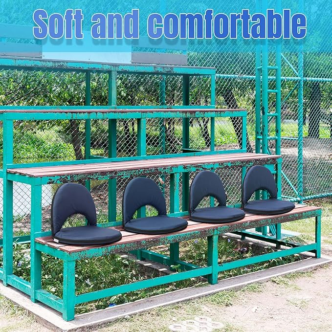 Maitys Stadium Seats for Bleachers with Back Support and Cushion Pad Folding Bleacher Seat with Backrest Wide Padded Elementary School Classroom Floor Chairs, 5 Reclining Positions