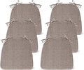 Chair Cushions for Dining Chairs Set of 6, Non Slip Kitchen Chair Pads, 17" x 16" x 2", Indoor Dining Chair Cushions with Ties, D-Shaped Seat Cushions for Kitchen Chairs, Light Brown