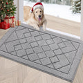REFETONE Indoor Doormat, Front Back Door Mat 20"x32" Rubber Backing Non Slip Mats, Absorbent Washable Entrance Doormat for Entryway, Resist Dirt Low-Profile Inside Floor Mat for Muddy Shoes Light Grey