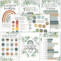 Hadley Designs 8 Calming Corner Posters for Classroom Must Haves for Teachers - 11x17 Calm Down Corner Supplies, Feelings Chart for Kids Ages 4-8, Toddler Emotions Chart, Greenery Classroom Decor