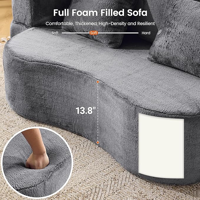 Orynveela Convertible Folding Sofa Bed, 71” Single Size Floor Sleeper Couch, Chenille Full Foam Futon Loveseat for Living Room Bedroom, No Assembly Required (Grey)