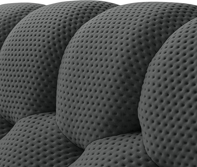 JACH Bubble Sofa with Ottoman, Curved Couch, Comfy Upholstered Sofa, Mesh Fabric 3D Honeycomb Shape Modern Couch for Living Room, Office, Apartment, Small Space (Grey)