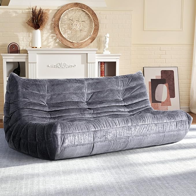 HABUTWAY Bean Bag Chair, Giant Bean Bag Chairs for Adults, 3 Seater Fireside Chair, Lazy Large Floor Bean Bag Sofa for Living Room, Bedroom, Dorm, Office (Grey)