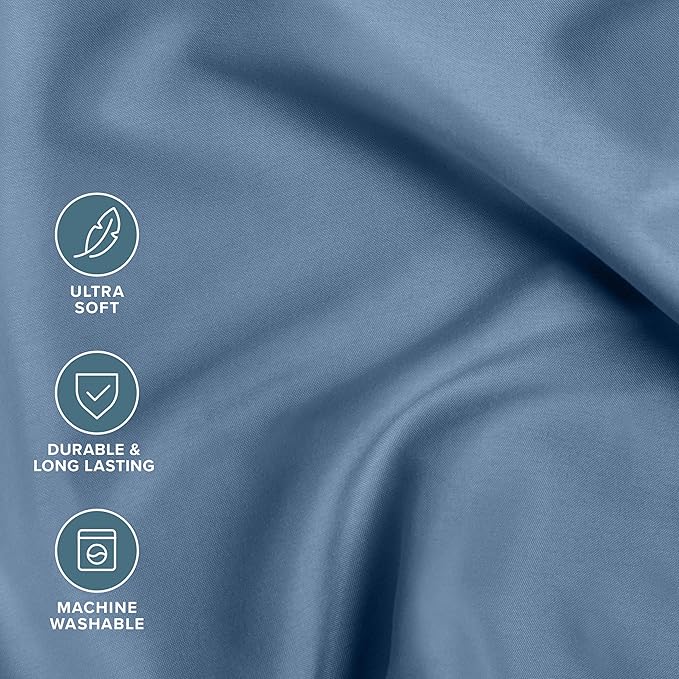 Bare Home Bed-in-A-Bag 5 Piece Comforter & Sheet Set - Twin XL - Goose Down Alternative - Ultra-Soft 1800 Premium Bed Set (Twin XL, Coronet Blue/Coronet Blue)