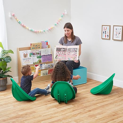 ECR4Kids Leaf Floor Seat, Rocker Chair, Emerald, 6-Piece