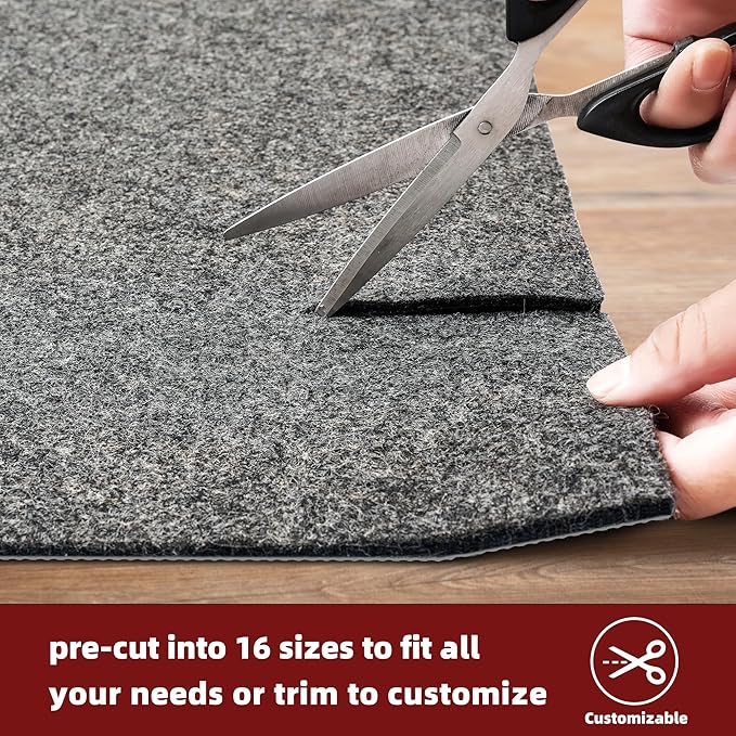 BAGAIL Felt and Natural Rubber Backing Rug Pads 1/4” Thick, 5 x 7 Ft Non Slip Carpet Gripper Keep Rugs in Place, Under Area Rug Protective Cushioned Pads, Carpet Runners, Hardwood Floors Protection
