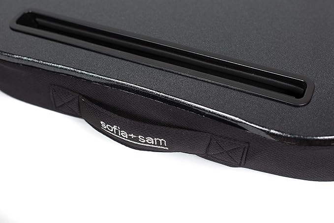 Sofia+Sam Mini Lap Desk with Memory Foam Cushion | Tablet Slot and Handle | Fits Laptops Up to 15" | Tablets Up to 9.6" | Black | Portable Travel Desk | Reading Writing and Coloring