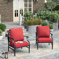 HERA'S HOUSE Outdoor Chairs Set of 2, 2 x Patio Chair with Red Cushions, All Weather Outdoor Furniture for Lawn Garden Backyard Deck(Leg Chairs)