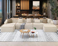 SUNSHINE VALLEY U Shaped Boneless Modular Cloud Couch, 162'' Oversized Corduroy Sectional Sofa for Living Room, 6-Seat Upholstered Modern Couch with Deep Seat, No Assembly Required, Beige