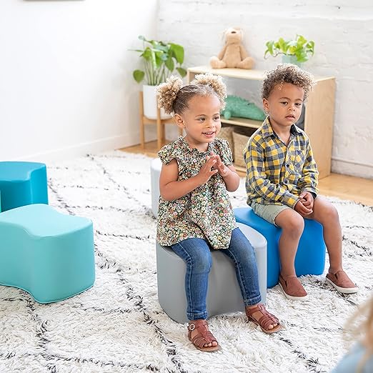 ECR4Kids SoftZone Toddler Modular Stool Set, Flexible Seating, Contemporary, 6-Piece