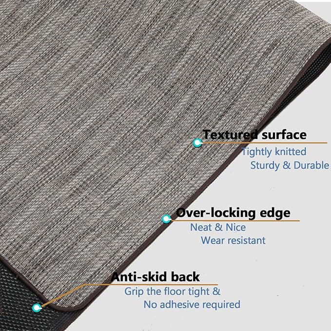 Chair Mat for Hardwood & Tile Floor, 47" x 52" Heavy Duty Office Chair Mat for Rolling Chairs, Anti Slip, Non-Curve, Floor Protector for Home Office, Gray Brown