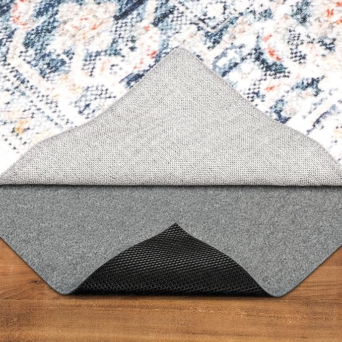 TREETONE 2’ x 8' - 1/8" Thick Felt and Rubber Rug Pad Gripper for Hardwood Floors, Non Slip Cushion Rug Pads for Area Rugs and Tile Floor Protection, Under Carpet Anti Skid Mat