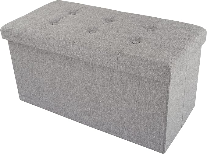 Lavish Home Storage Ottoman ' Folding Foot Rest Toy Chest or Shoe Bench Organizer with Removable Bin