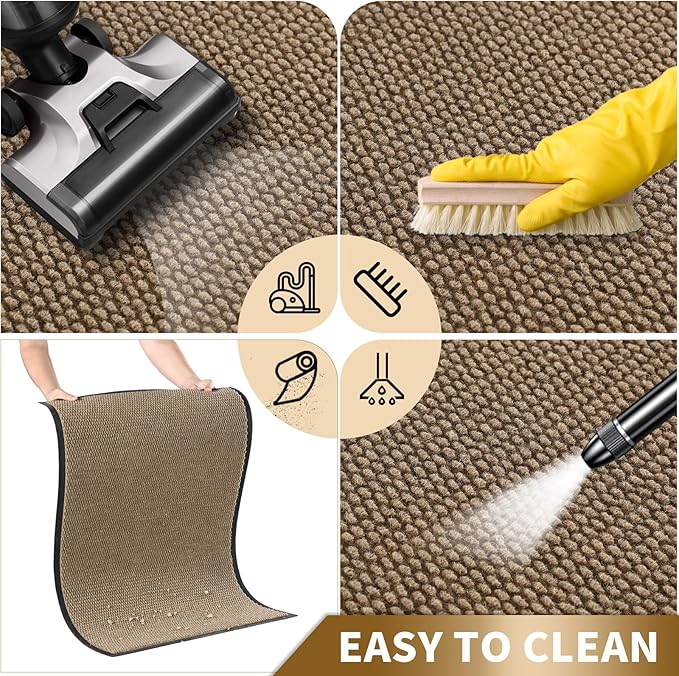 Yimobra Doormat Outdoor Indoor Entrance 47 x 24, All-Season All-Weather Front Door Mat, 100% Waterproof Welcome Matt for Floor Garage Outside Entry, Stain and Fade Resistant,Khaki
