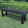 LSPYYDS Outdoor Garden Bench, 3-Person Wood Patio Bench Weatherproof Outdoor Backless Bench, Anti-Corrosion and Anti-Rust Garden Benches for Garden Lawn Porch Park Backyard (Black,47.25''/120cm)