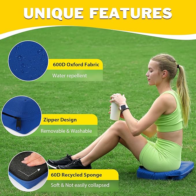 2 Pcs Stadium Seat Cushions Water-Repellent Bleacher Seat Cushions Indoor & Outdoor Seat Cushion for Bleachers Portable Stadium Cushion for Sports Events, Office Chairs, Beaches
