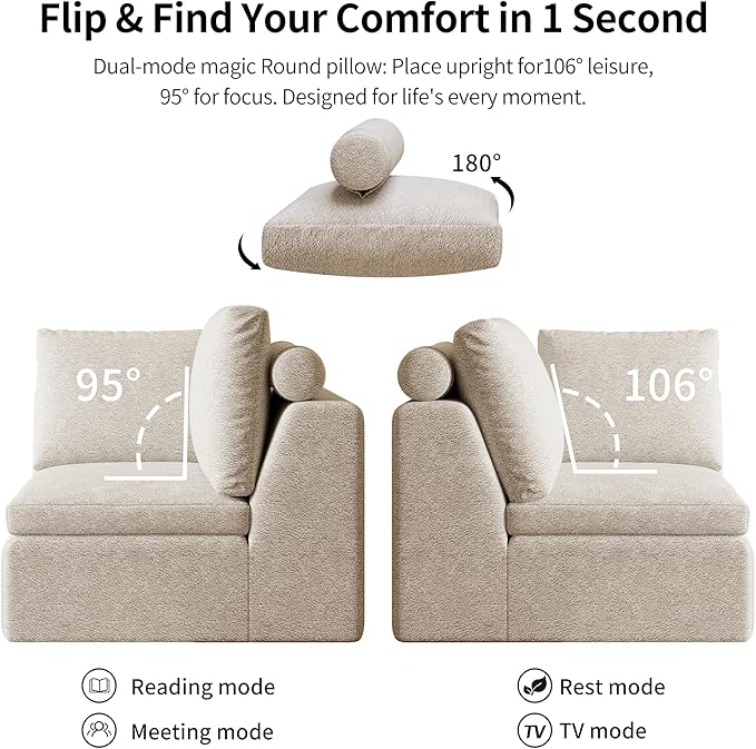 OTSLTSOO Cloud Couch Loveseat, 79" Boneless Deep Seat Sofa, 2-Seater Modular Ergonomic Couch for Living Room, Memory Foam Comfy Sofa No Assembly Required (Beige)