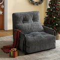 WLIVE Futon Sofa Bed Couch with Adjustable Backrest, Bean Bag Chairs for Adults, Floor Couch with Armrest, Pillow, Low Profile Floor Seating for Living Room, Reading, Bedroom, Single, Grey