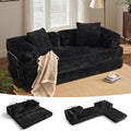 ovios 81" Folding Sofa Bed, Foldable Sleeper Boneless Couch with Pull Out Beds, Modular Convertible Floor Futon Loveseat Lounger for Living Room (Faux Fur, Black)